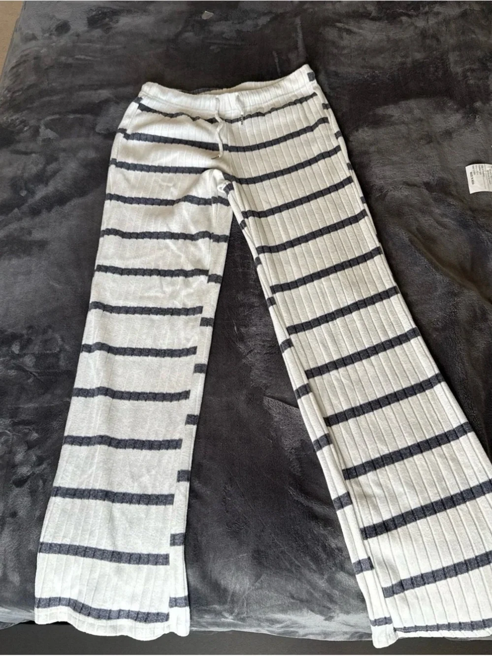 Kids Knit Stripe Lounge Pants - White and Black